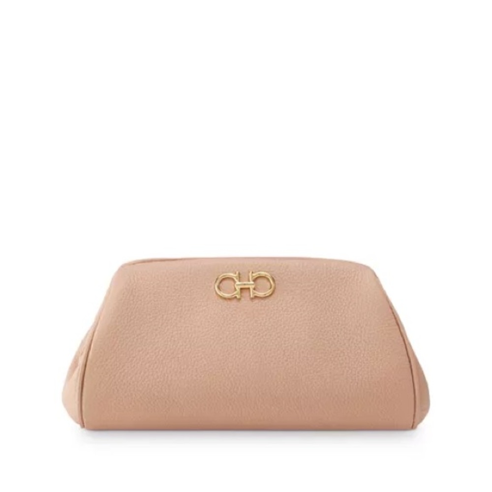 [Salvatore Ferragamo] Leather Eram Gancini Crossbody Clutch